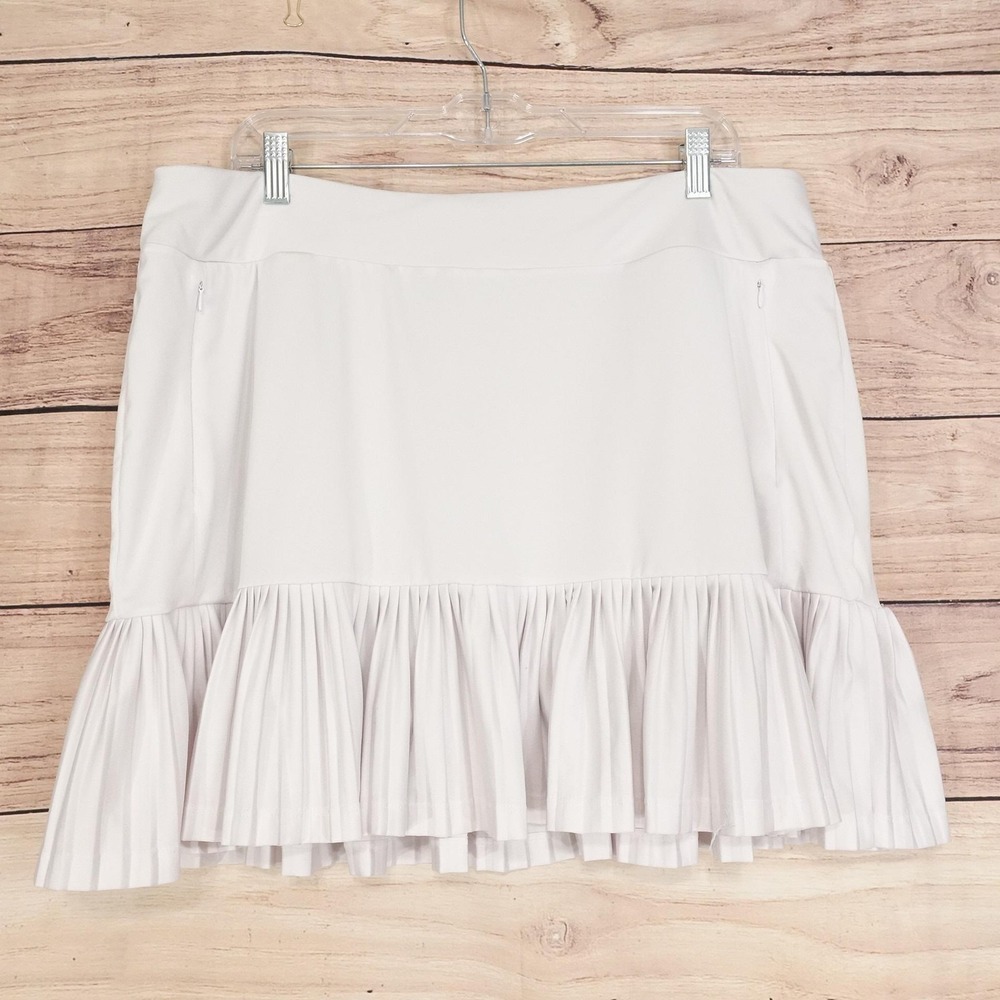 Tail Skort Skirt Womens XL White Athletic Golf Stretch Pleated Hem Lined Pockets